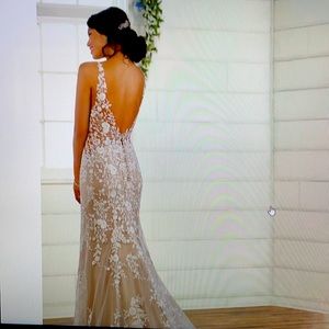 Organic sheath wedding dress with floating lace - from Essense of Australia